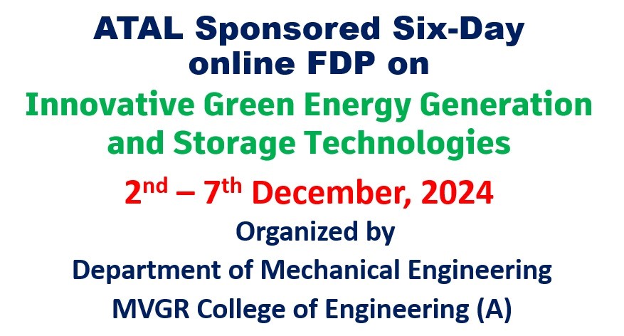 MVGR Successfully concludes 6-Day Online FDP on Innovative green energy generation and storage technologies