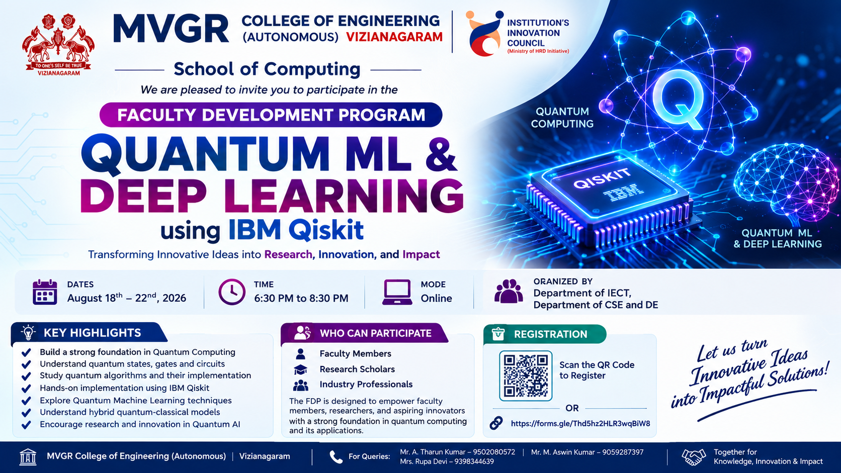 Faculty Development Program on “Quantum ML & Deep Learning using IBM Qiskit”